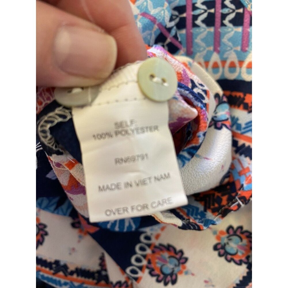 Fig Flower Small 1/4 Button Down Dress Floral Print Polyester 3/4 sleeve - Picture 9 of 9